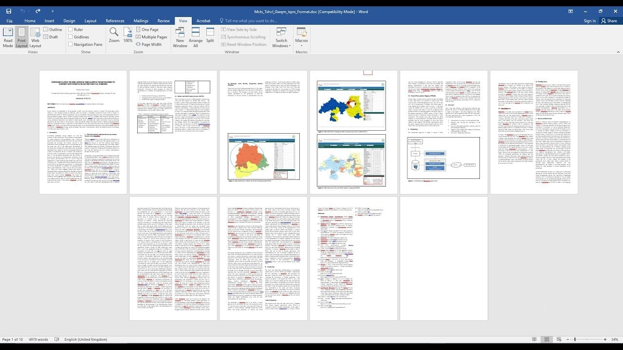 MS Word - Multiple Pages - Arrange pages side by side