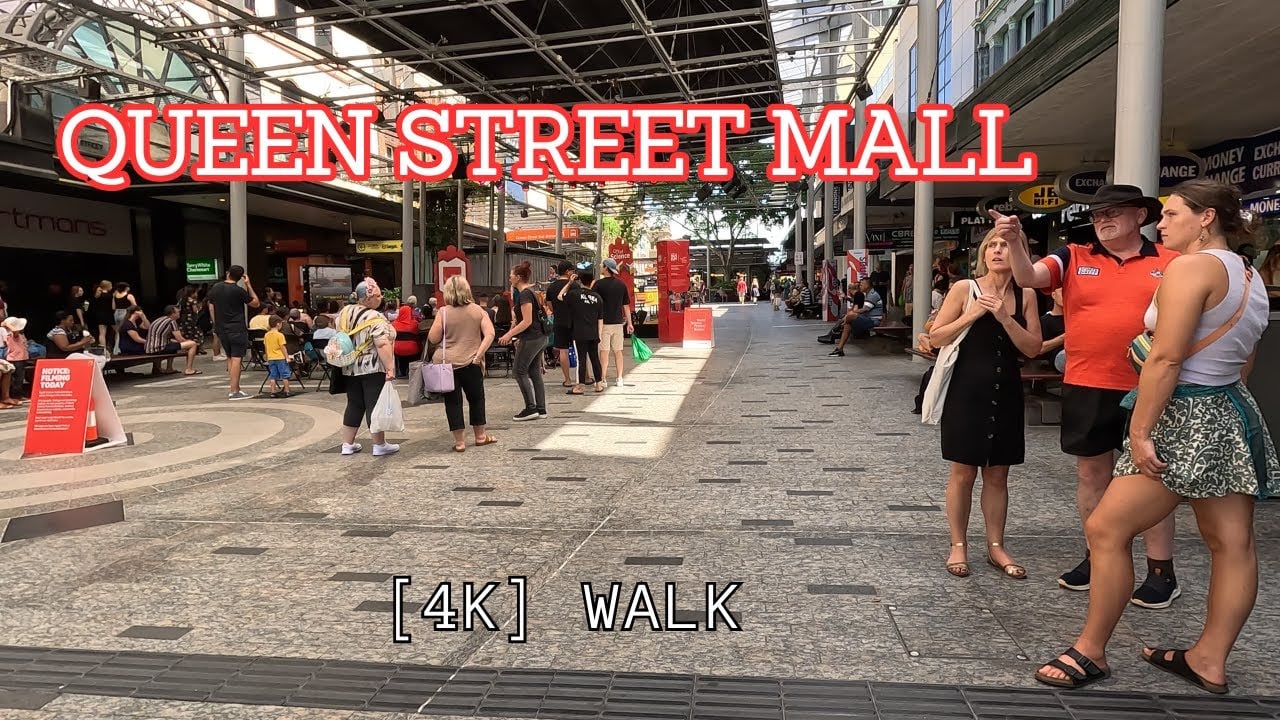 Queen Street Mall, Brisbane || [4K] Ambient Walk