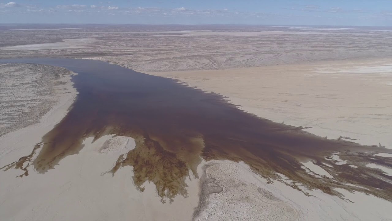 Floodwaters entering Kati Thanda-Lake Eyre