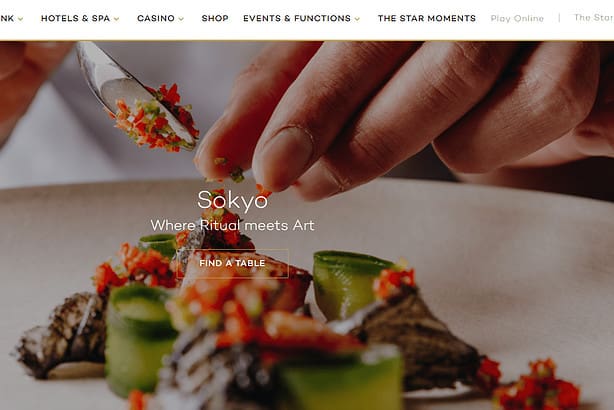 Chef preparing sushi at Sokyo restaurant.