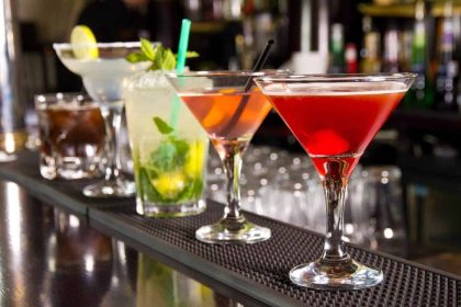 Assorted cocktails at a bar in Australia.