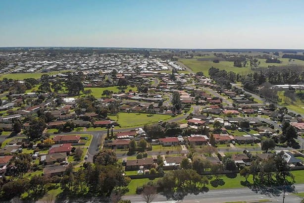 Aerial panorama of Mount Gambier, SA.