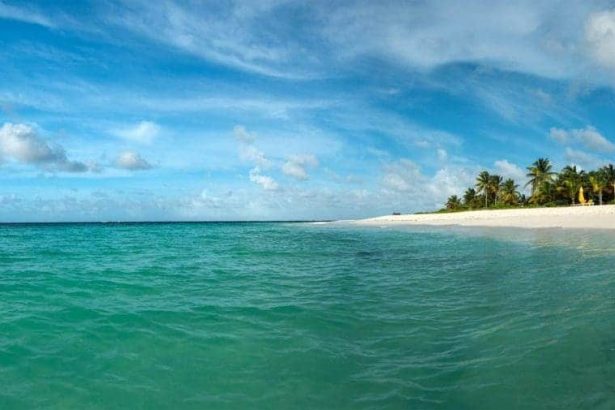 Panoramic view of Shoal Bay Beach in Anguilla.