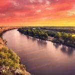Sunset over serene Murray River landscape