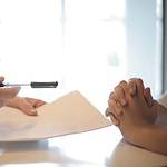 crop businessman giving contract to woman to sign