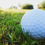 close up golf ball on course